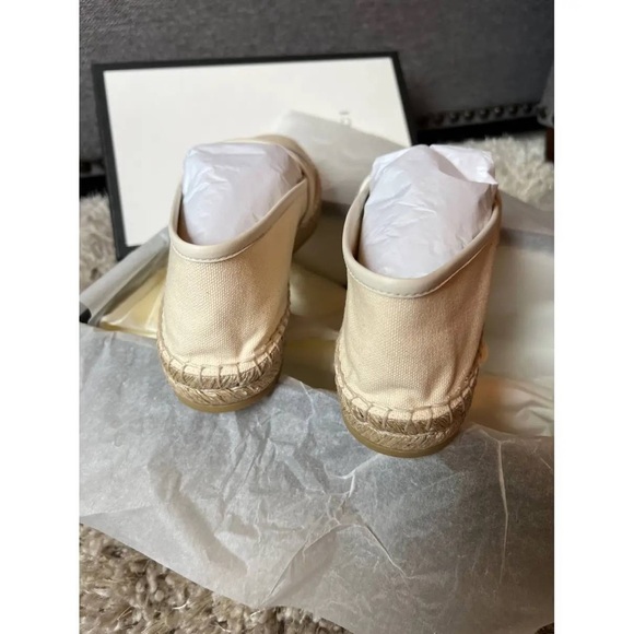 New Gucci canvas logo print canvas espadrilles flats - Picture 6 of 9